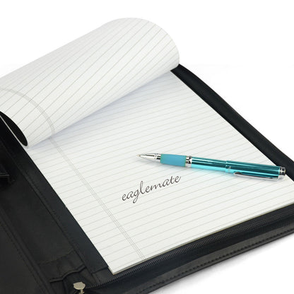 Padfolio A4 Portfolio A4 Leather Zippered Writing Pad with Pocket and Card Slot