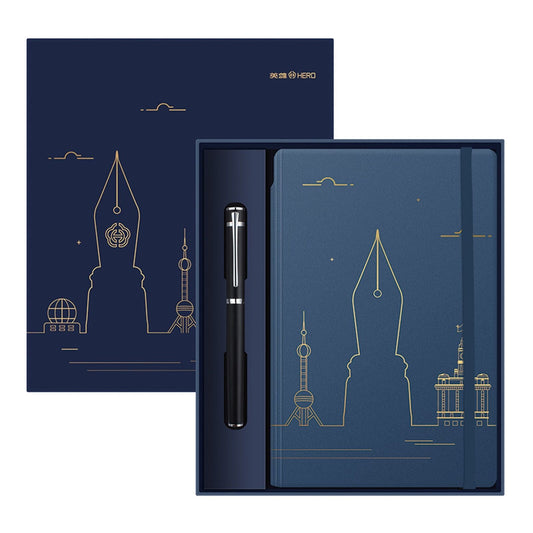 Metal Fountain Pen Fine Nib 0.5 mm Iridium Tip Notebook Gift Set Free Engraving
