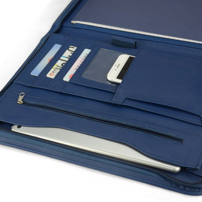 Padfolio A4 Portfolio A4 Leather Zippered Writing Pad with Pocket and Card Slot