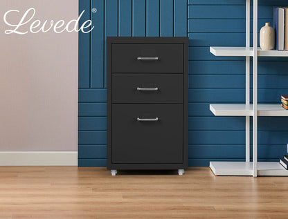 Levede 3 Drawer Office Storage Cabinet Black