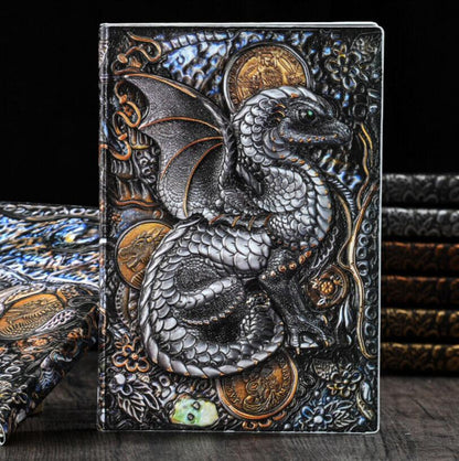 3D Flying Dragon Journal - Embossed Writing A5 Notebook
