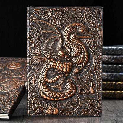 3D Flying Dragon Journal - Embossed Writing A5 Notebook