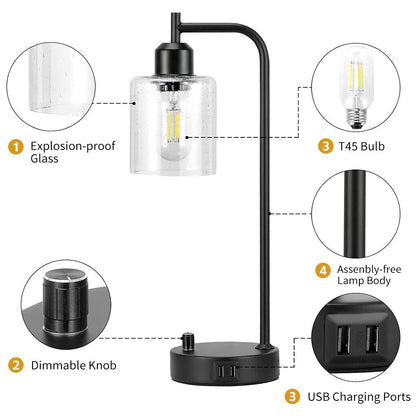 Clora Lamp Table Desk Light with USB Charging Ports
