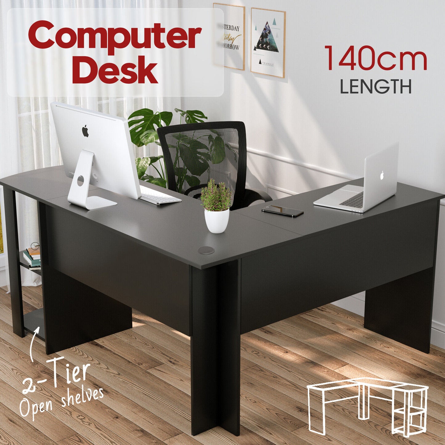 Corner Computer Desk 140cm - Transform Your Workspace