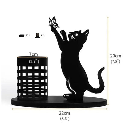 Elegant Cat Pen/Pencil Cup Desk Office Supplies