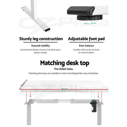 Artiss Standing Desk Motorised Adjustable Sit Stand Desk White 140CM