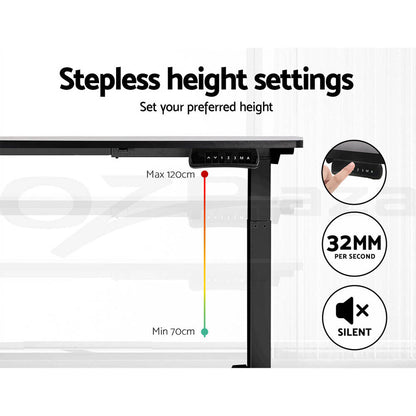 Artiss Standing Desk Motorised Sit Stand Desks Dual Motor Black 140CM