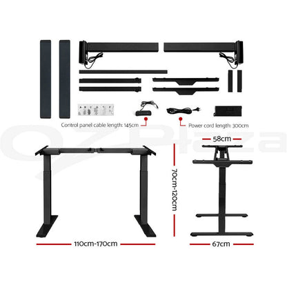 Artiss Standing Desk Motorised Sit Stand Desks Dual Motor Black 140CM