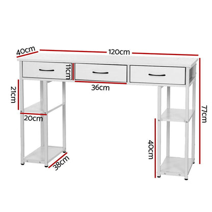 Artiss Computer Desk 3 Drawer Home Office Study Table 120CM White
