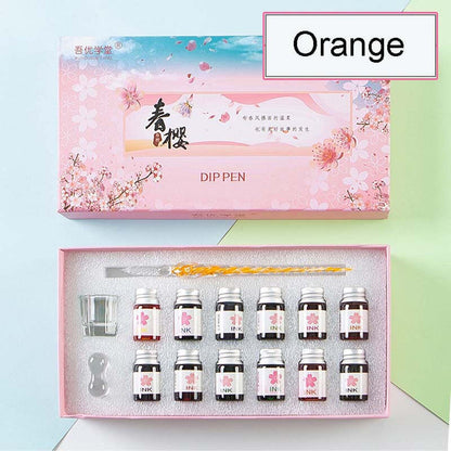 Crystal Glitter Glass Dipping Dip Pen Writing Set Gift Pack Fountain Calligraphy