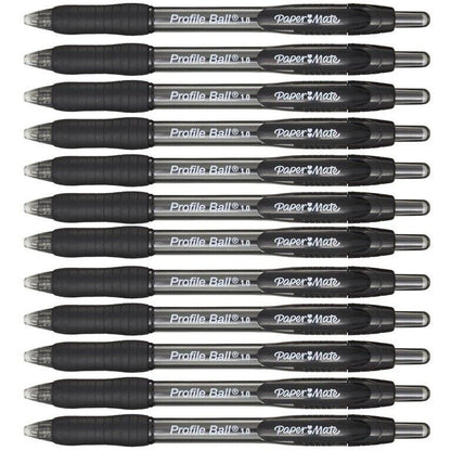 12 x PaperMate Profile Retractable Ballpoint Pens 1.0mm/0.7mm Black/Blue/Red