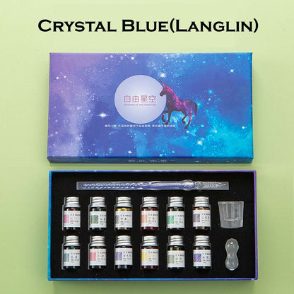 Crystal Glitter Glass Dipping Dip Pen Writing Set Gift Pack Fountain Calligraphy