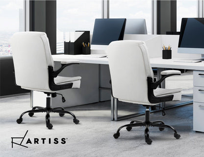 Artiss Executive Office Chair - PU Leather Mid Back White