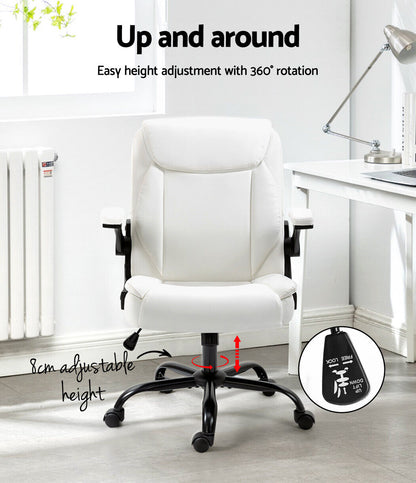Artiss Executive Office Chair - PU Leather Mid Back White